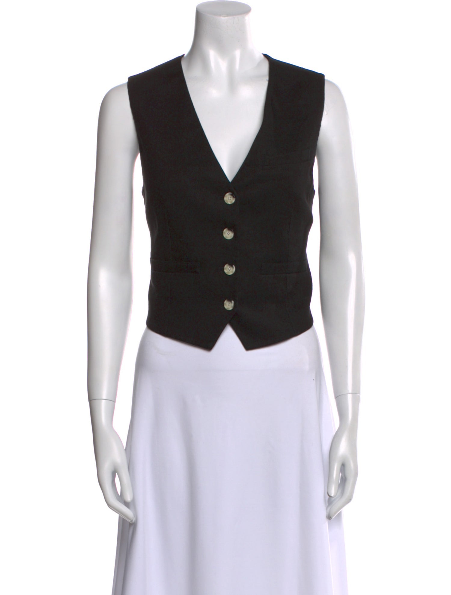 Veronica Beard Linen V-Neck Crop Top