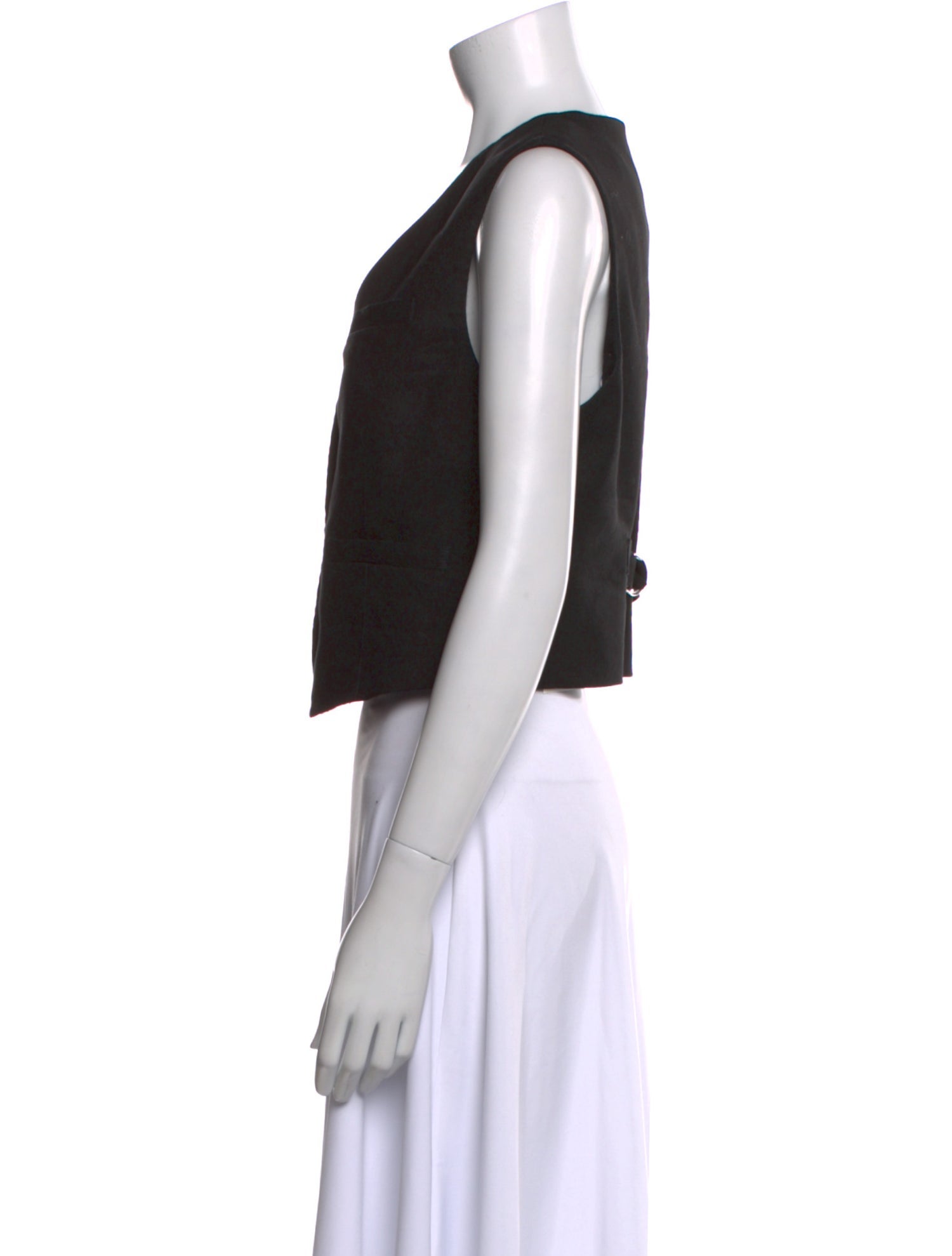 Veronica Beard Linen V-Neck Crop Top