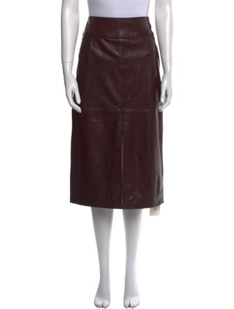 Veronica Beard Lamb Leather Knee-Length Skirt