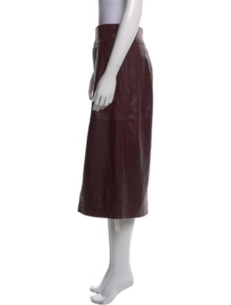 Veronica Beard Lamb Leather Knee-Length Skirt