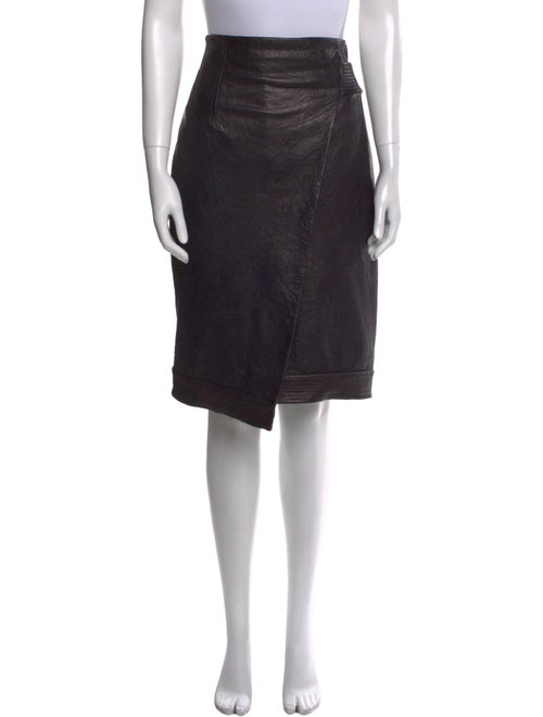 Veronica Beard Lamb Leather Knee-Length Skirt