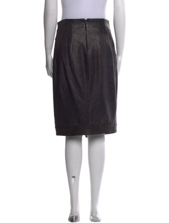 Veronica Beard Lamb Leather Knee-Length Skirt