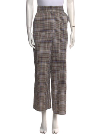 Veronica Beard Plaid Print Wide Leg Pants