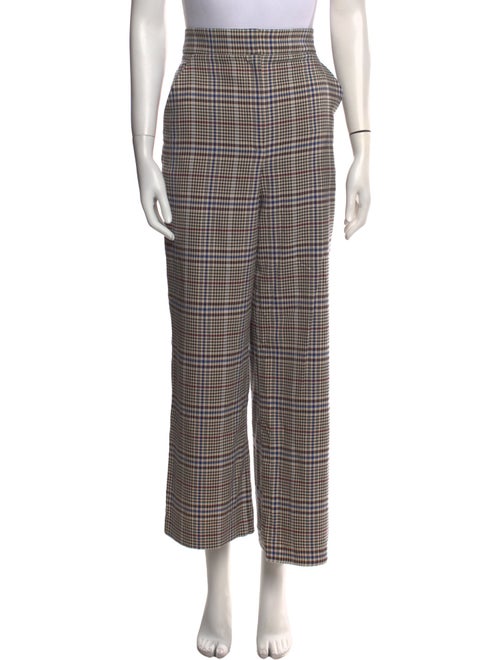 Veronica Beard Plaid Print Wide Leg Pants