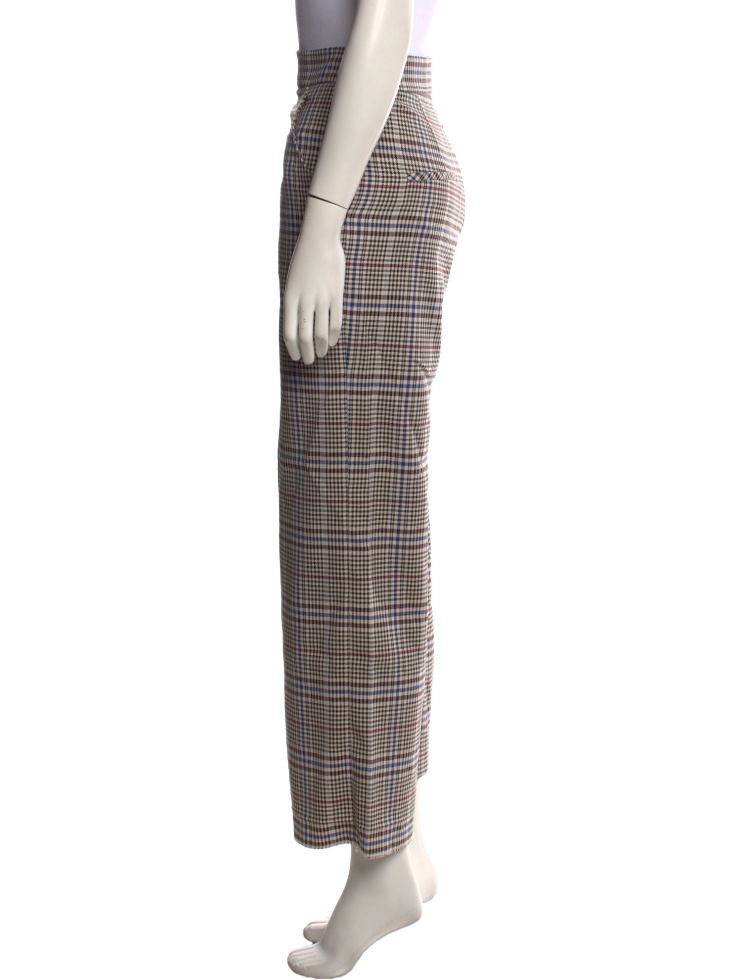 Veronica Beard Plaid Print Wide Leg Pants