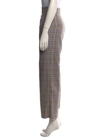 Veronica Beard Plaid Print Wide Leg Pants