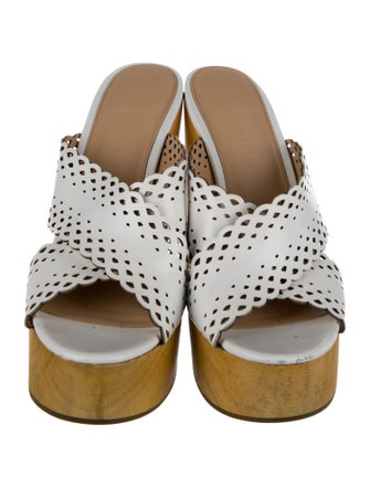 Veronica Beard Leather Lasercut Accents Slides