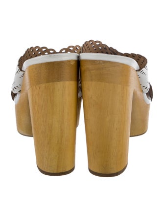 Veronica Beard Leather Lasercut Accents Slides