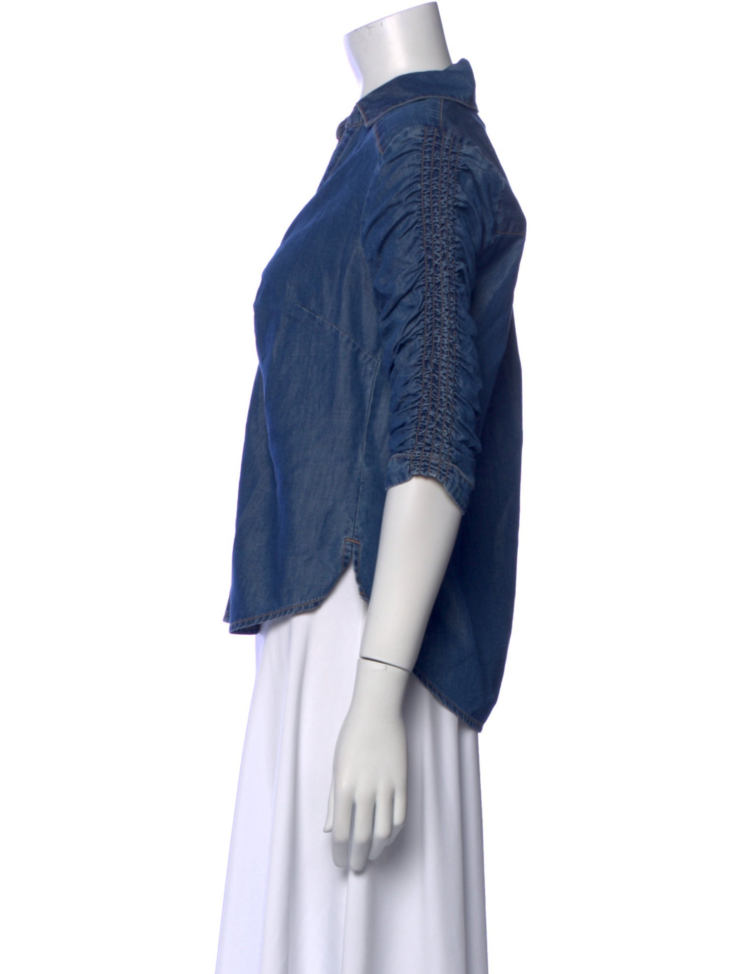 Veronica Beard Three-Quarter Sleeve Button-Up Top