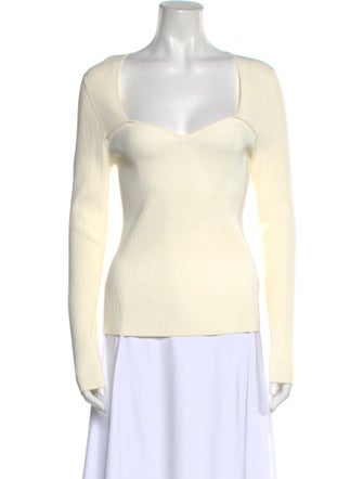 Veronica Beard Square Neckline Long Sleeve Top