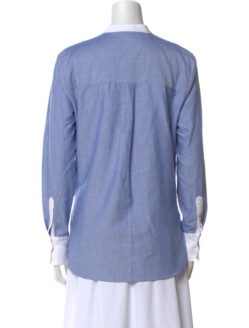 Veronica Beard Mock Neck Long Sleeve Button-Up Top