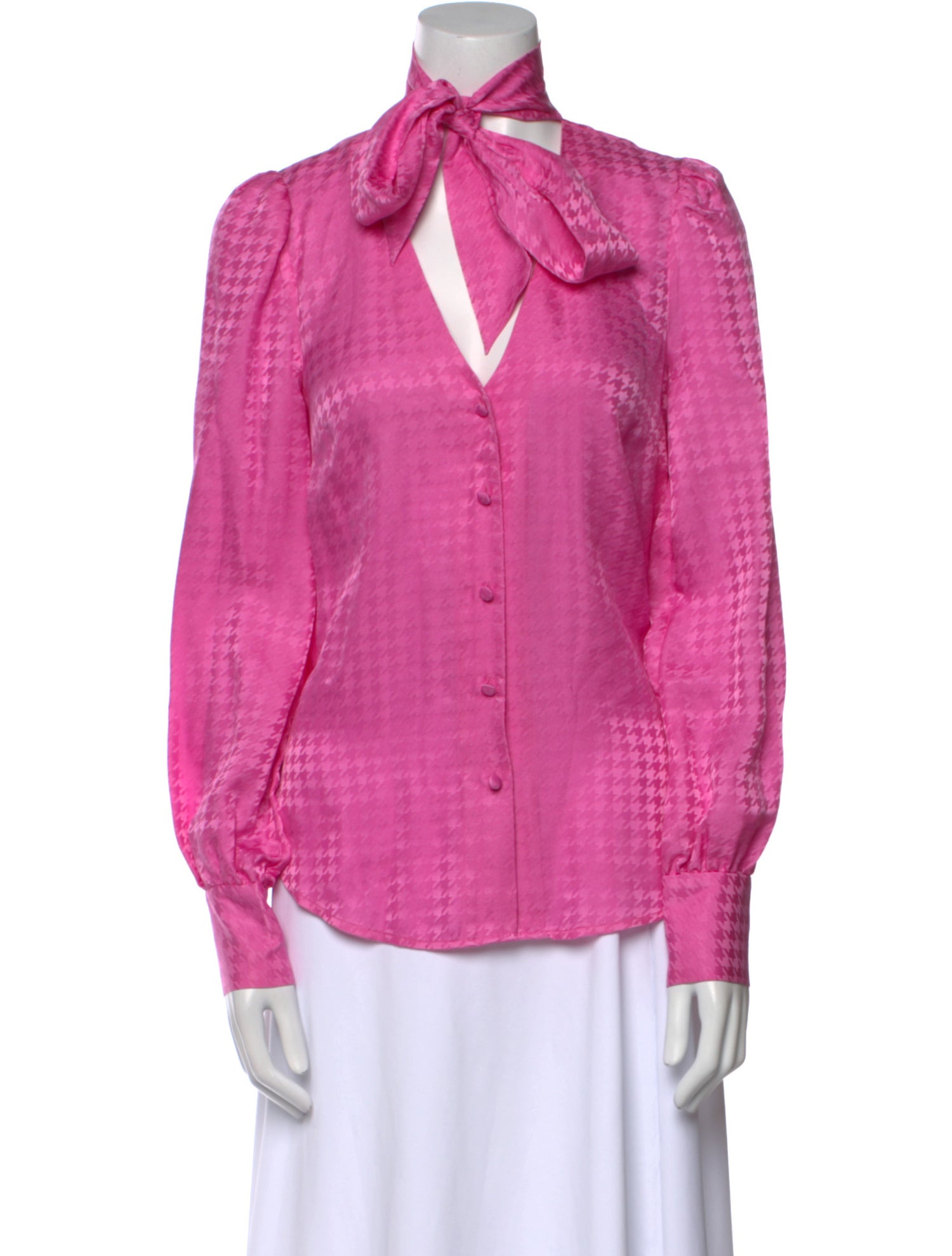 Veronica Beard Silk Long Sleeve Button-Up Top