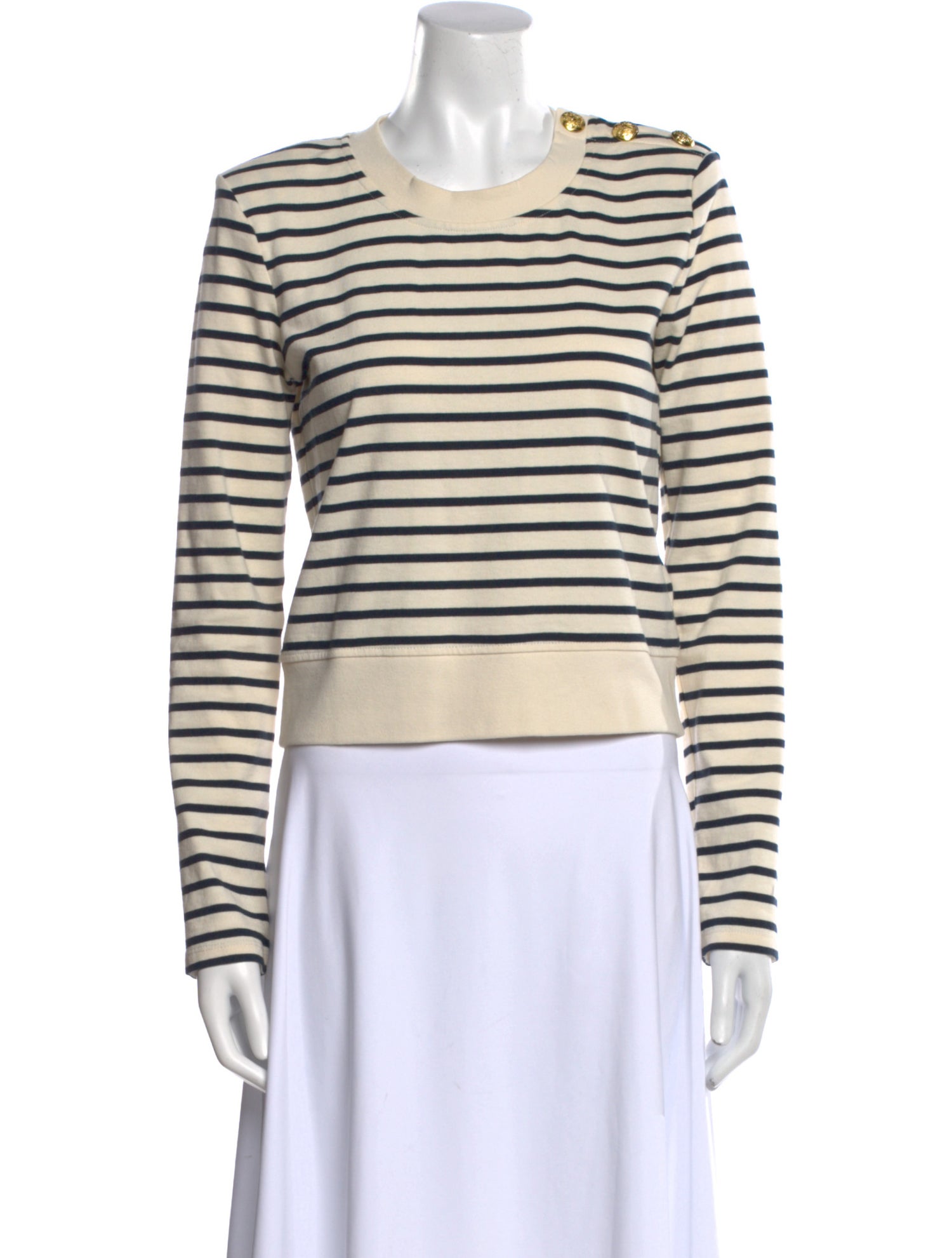 Veronica Beard Striped Crew Neck Top