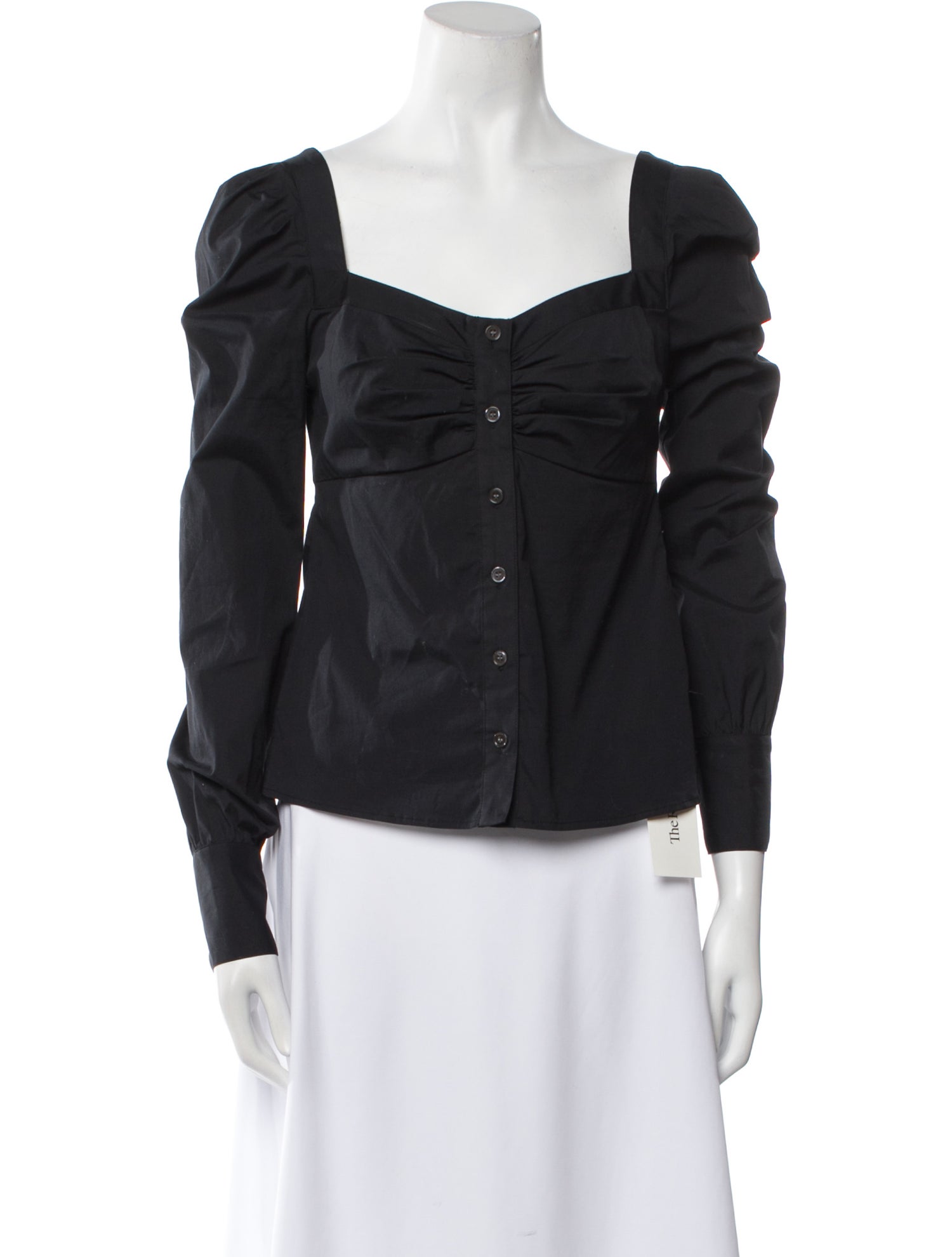 Veronica Beard Square Neckline Long Sleeve Blouse