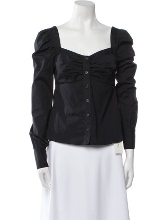 Veronica Beard Square Neckline Long Sleeve Blouse