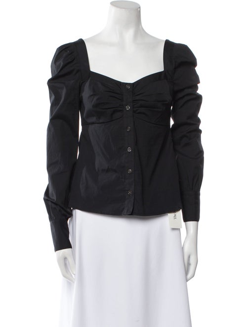 Veronica Beard Square Neckline Long Sleeve Blouse