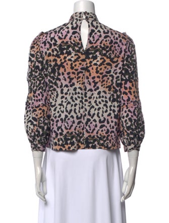 Veronica Beard Silk Animal Print Blouse