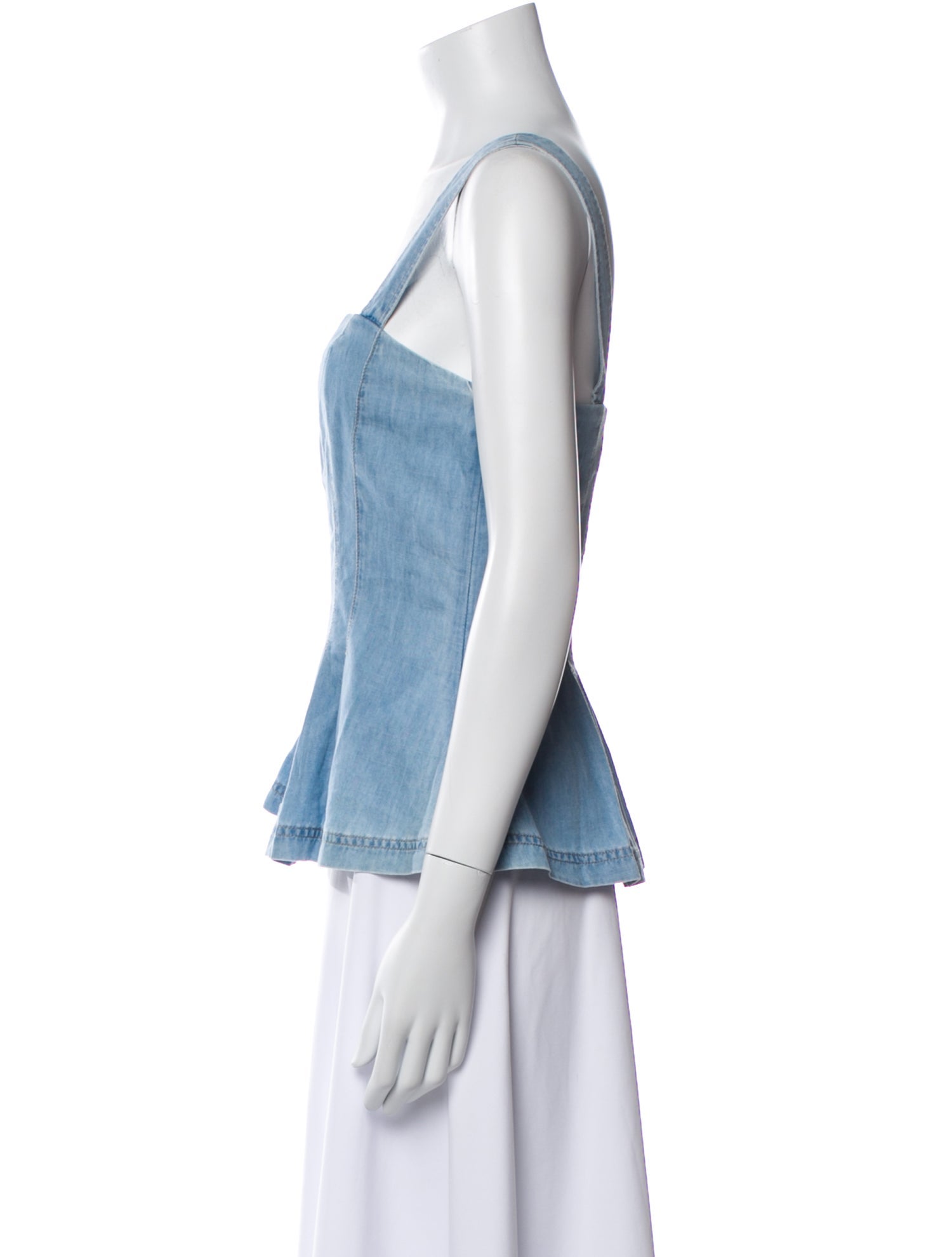 Veronica Beard Square Neckline Sleeveless Button-Up Top