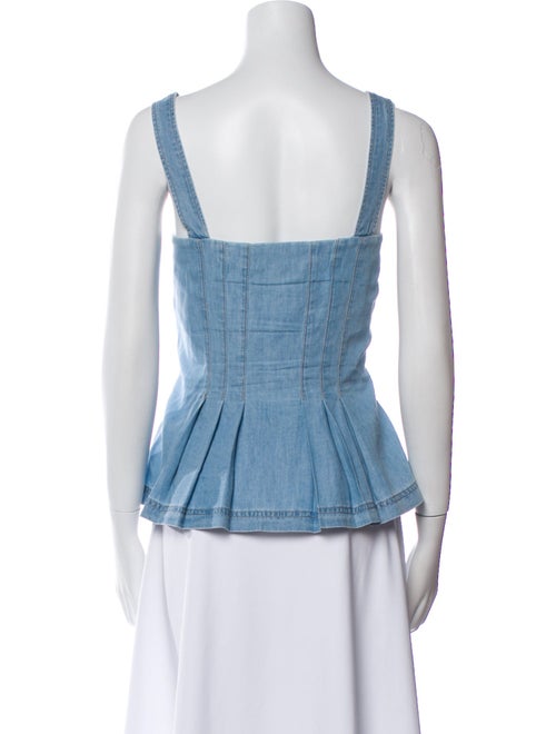 Veronica Beard Square Neckline Sleeveless Button-Up Top