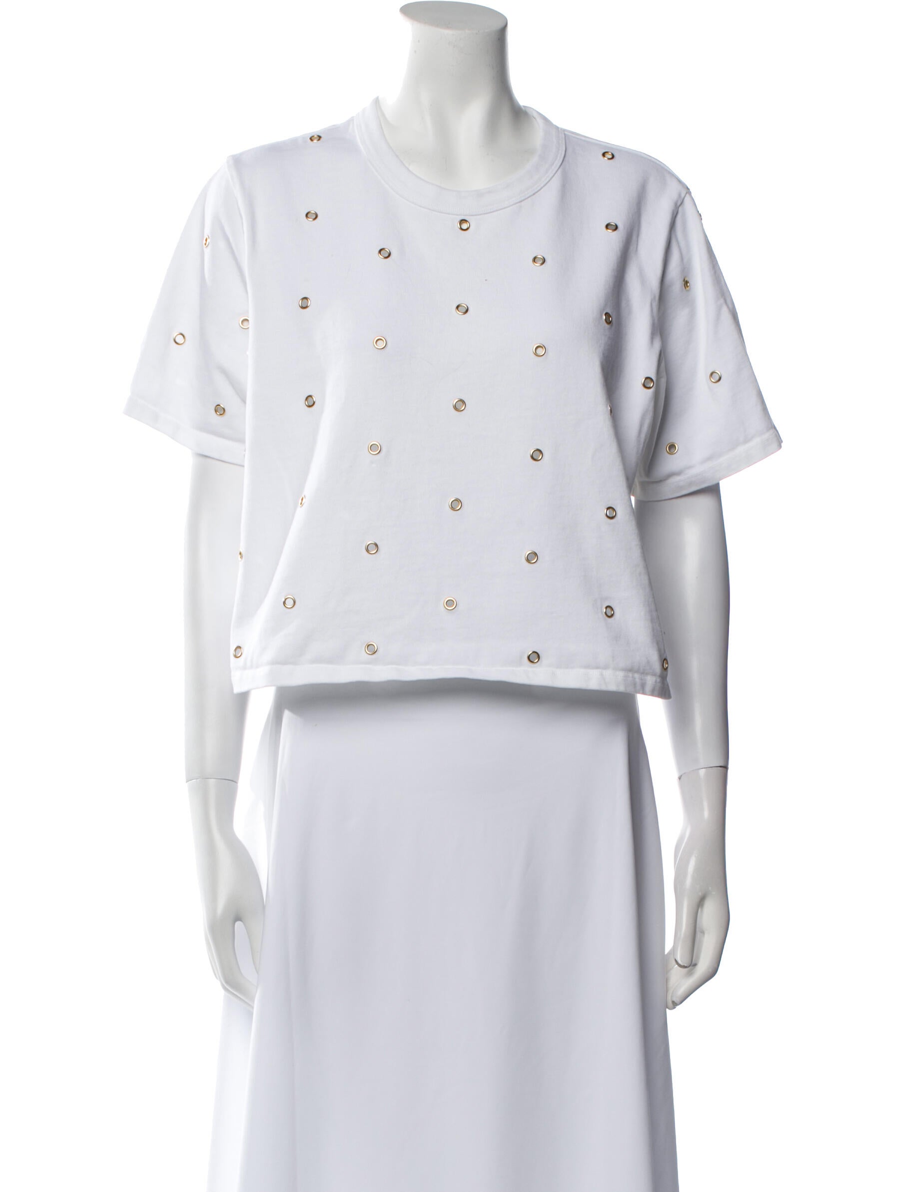 Veronica Beard Crew Neck Short Sleeve Crop Top