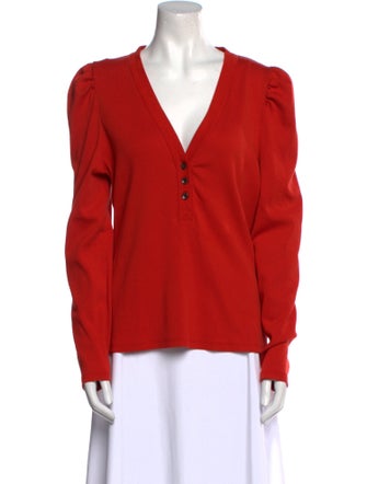 Veronica Beard V-Neck Long Sleeve Blouse