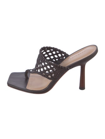 Veronica Beard Leather Braided Accents Slides