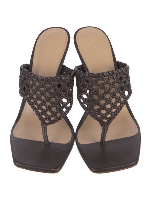 Veronica Beard Leather Braided Accents Slides