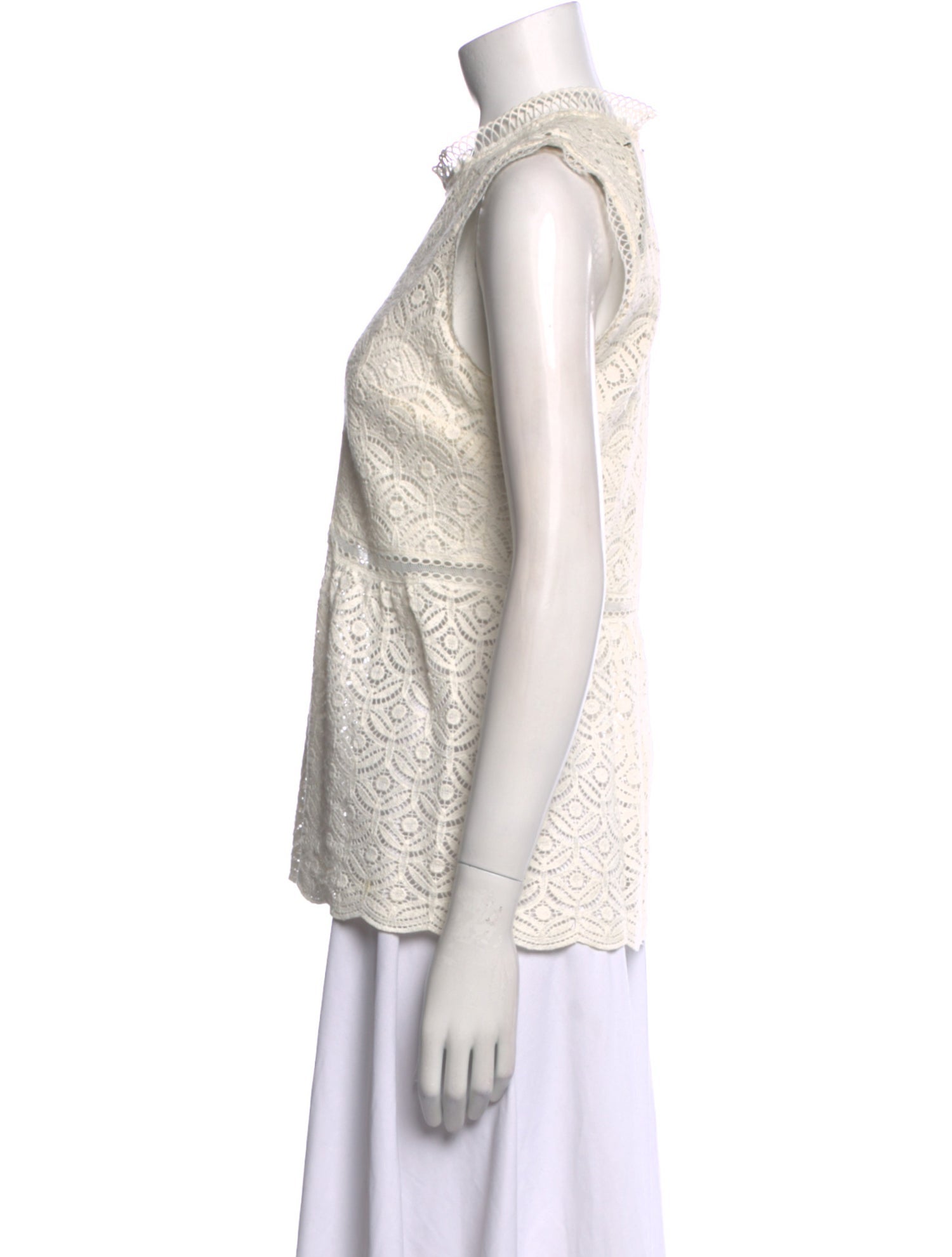 Veronica Beard Lace Pattern Mock Neck Top