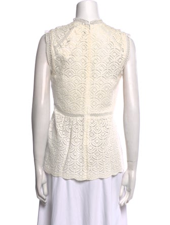 Veronica Beard Lace Pattern Mock Neck Top