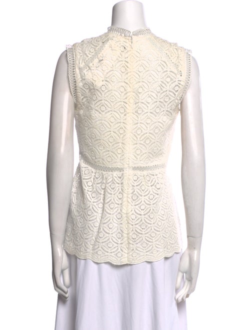 Veronica Beard Lace Pattern Mock Neck Top