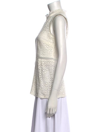 Veronica Beard Lace Pattern Mock Neck Blouse