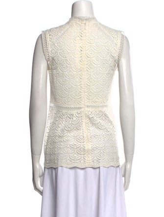 Veronica Beard Lace Pattern Mock Neck Blouse