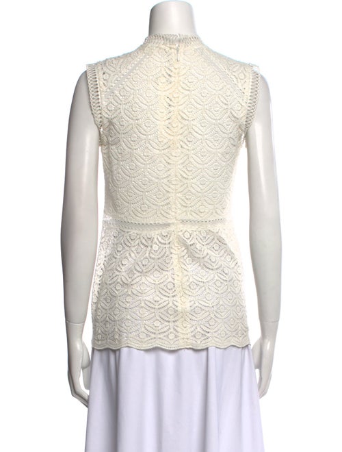 Veronica Beard Lace Pattern Mock Neck Blouse