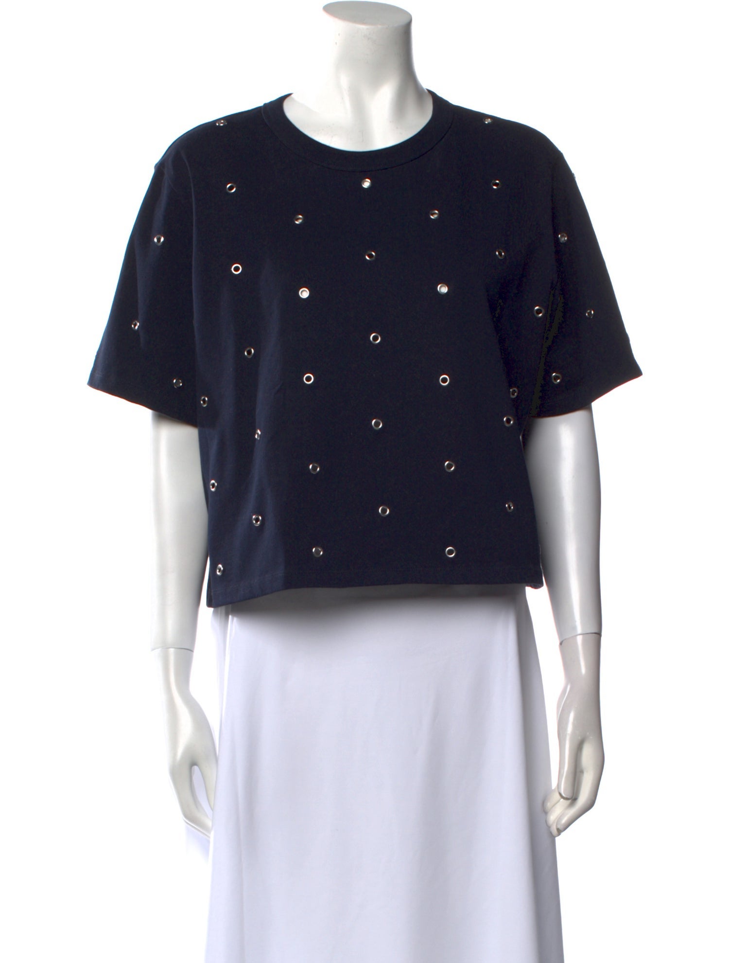 Veronica Beard Printed Crew Neck Crop Top