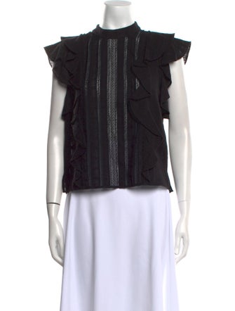 Veronica Beard Mock Neck Short Sleeve Blouse