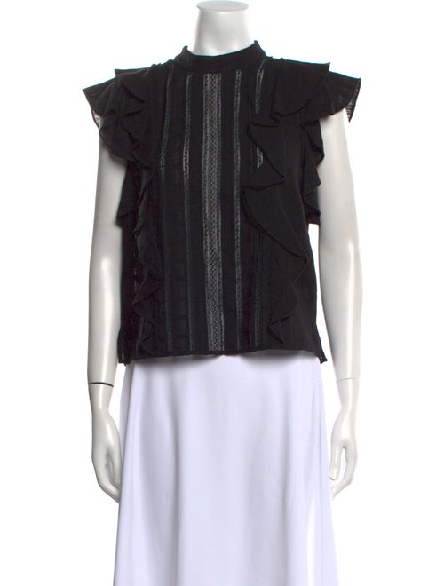 Veronica Beard Mock Neck Short Sleeve Blouse