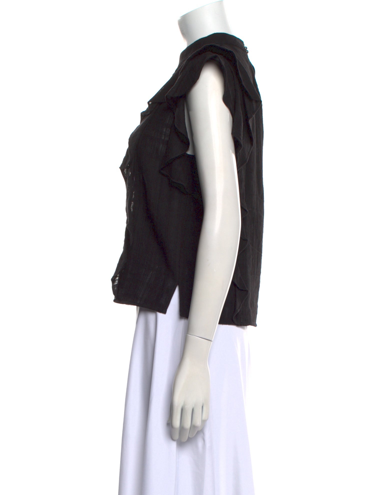 Veronica Beard Mock Neck Short Sleeve Blouse