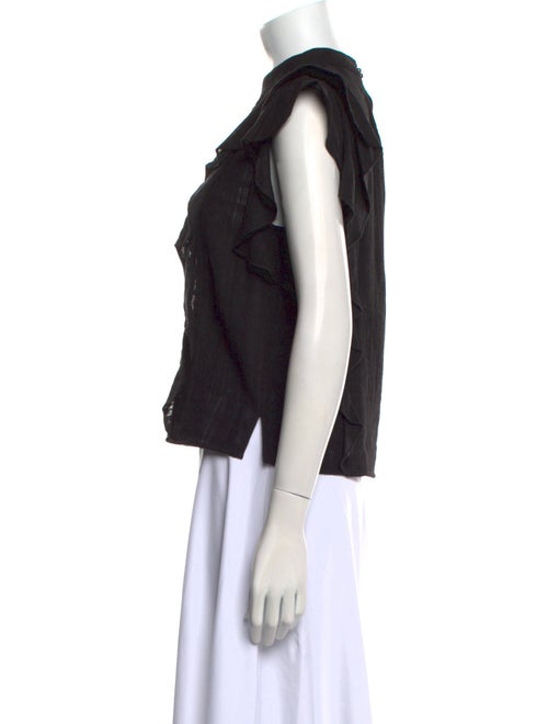 Veronica Beard Mock Neck Short Sleeve Blouse