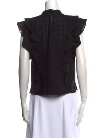 Veronica Beard Mock Neck Short Sleeve Blouse