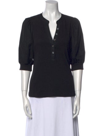 Veronica Beard V-Neck Three-Quarter Sleeve Polo