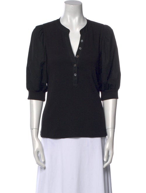 Veronica Beard V-Neck Three-Quarter Sleeve Polo