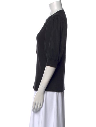 Veronica Beard V-Neck Three-Quarter Sleeve Polo