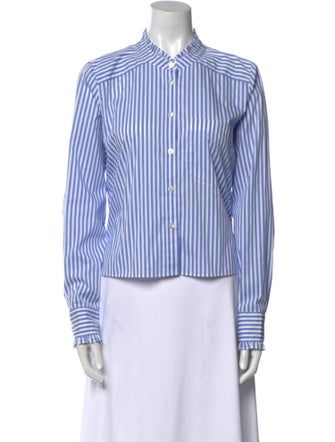 Veronica Beard Striped Long Sleeve Button-Up Top