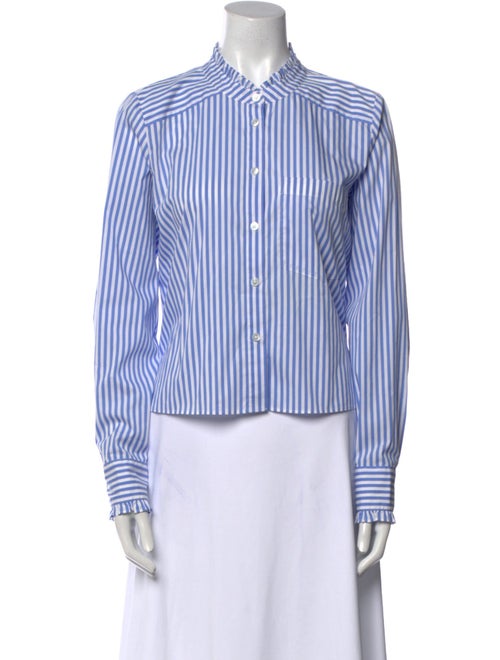Veronica Beard Striped Long Sleeve Button-Up Top