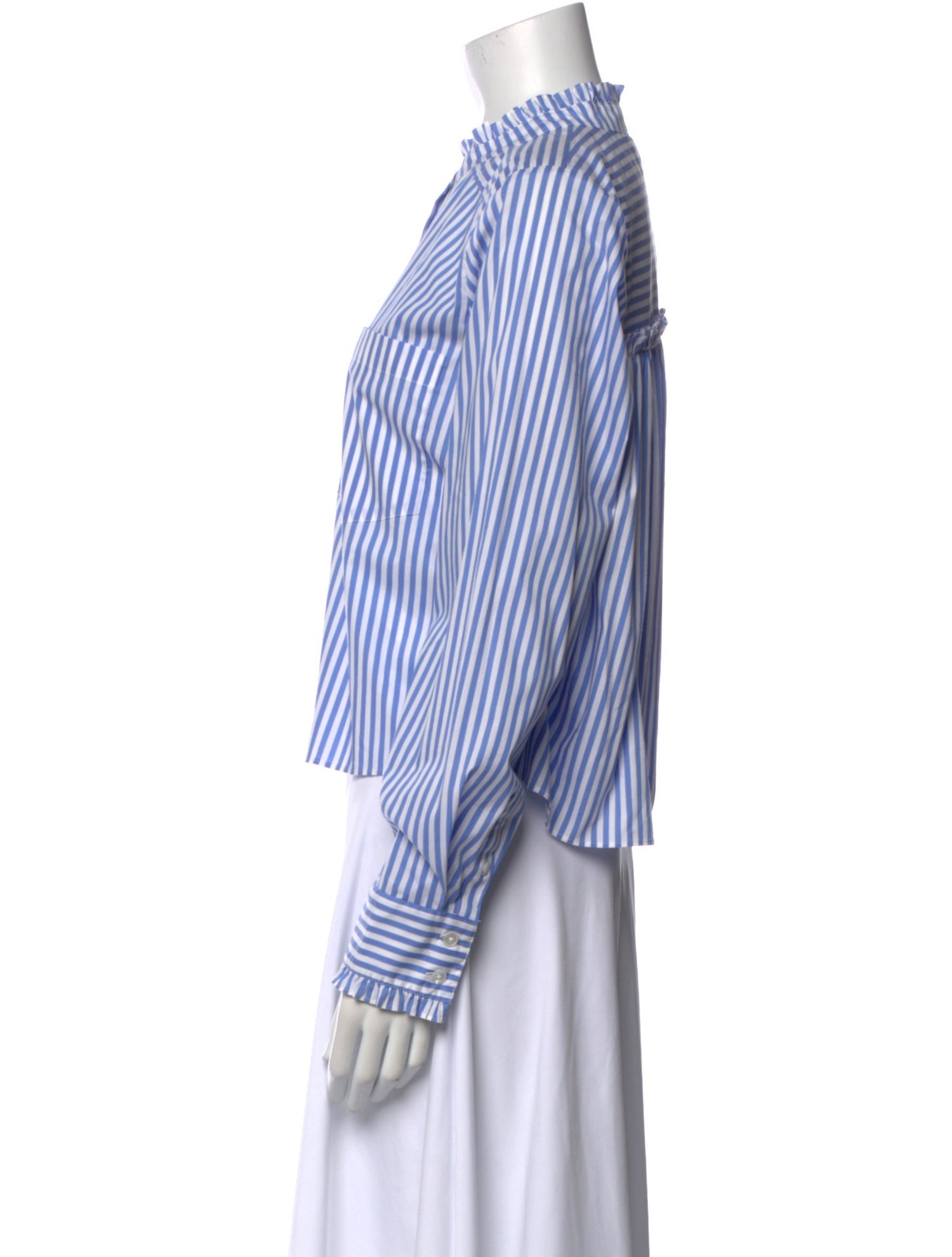 Veronica Beard Striped Long Sleeve Button-Up Top