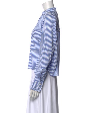 Veronica Beard Striped Long Sleeve Button-Up Top