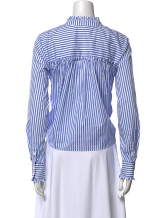 Veronica Beard Striped Long Sleeve Button-Up Top