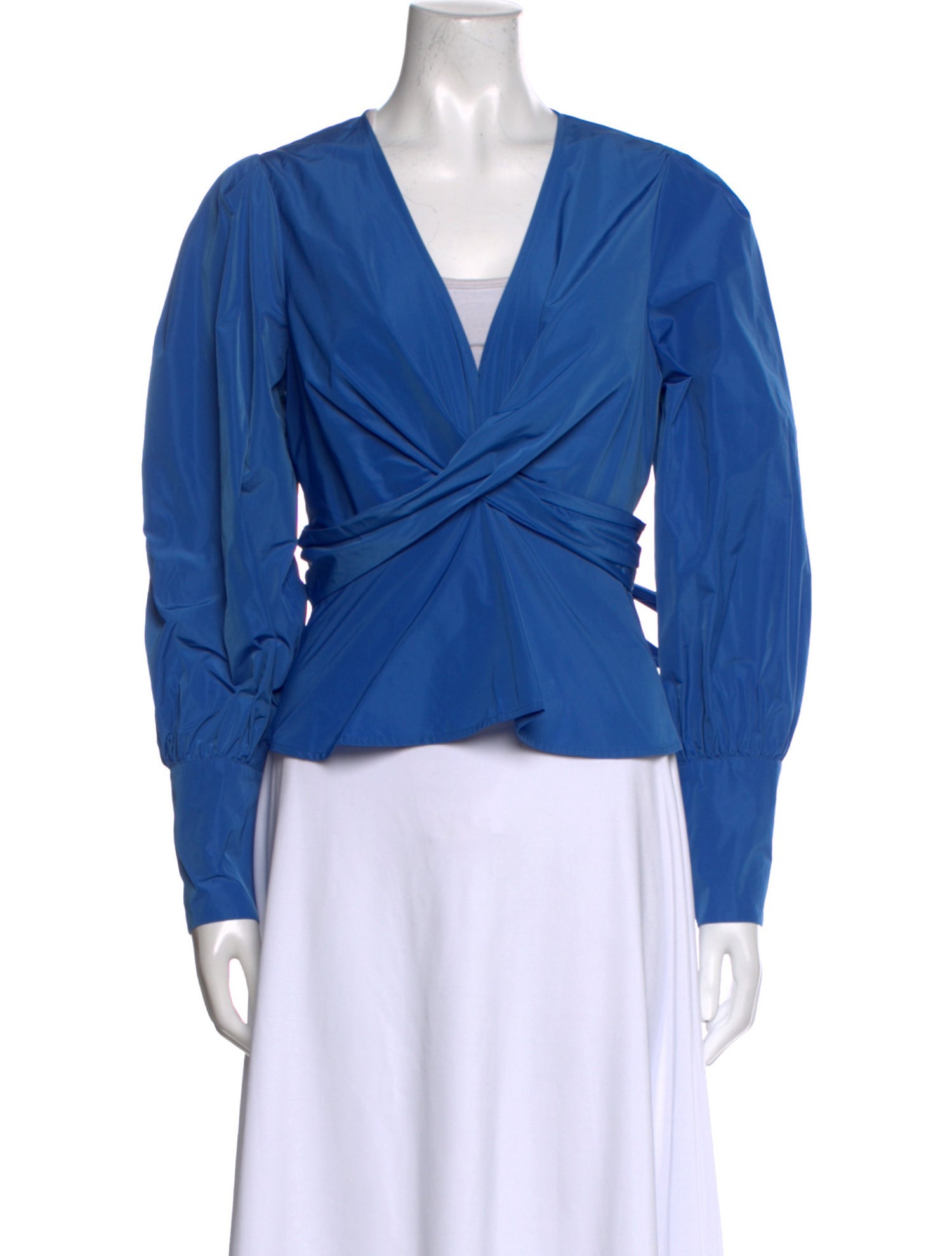 Veronica Beard V-Neck Long Sleeve Crop Top