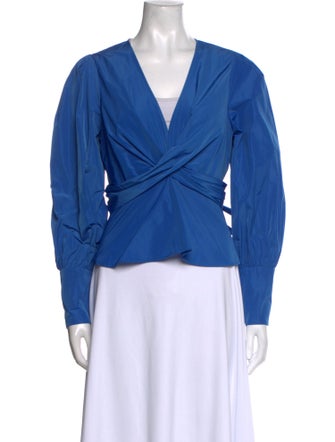 Veronica Beard V-Neck Long Sleeve Crop Top