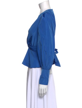 Veronica Beard V-Neck Long Sleeve Crop Top